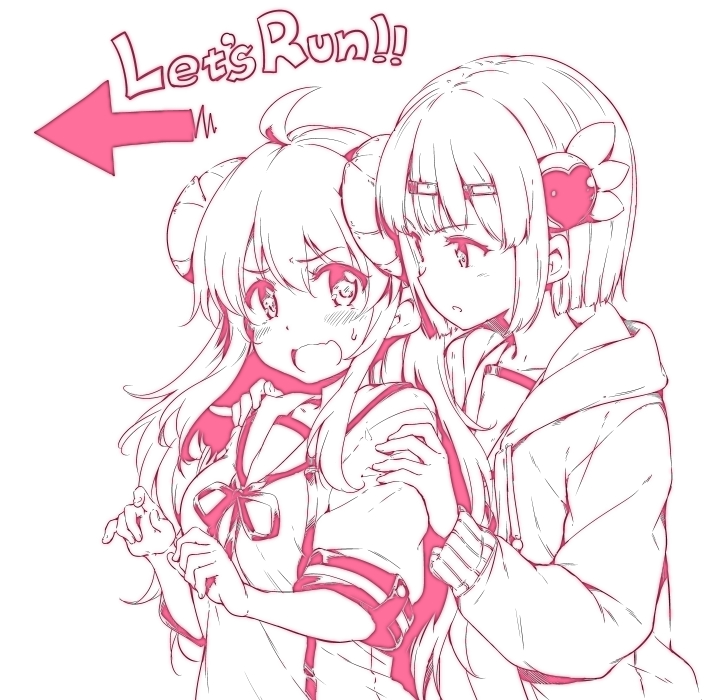 yoshida yuuko and chiyoda momo (machikado mazoku) drawn by hamao