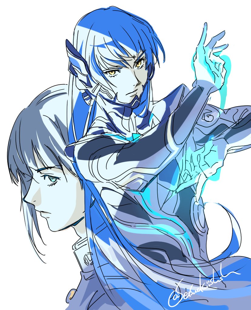 protagonist (shin megami tensei and 1 more) drawn by fukumenshi and setsuaki_(setsuakiishsh)