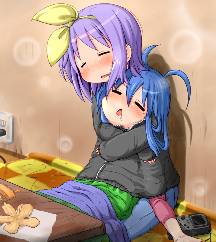 izumi konata and hiiragi tsukasa (lucky star and 1 more) drawn by unyoon_(koorin)