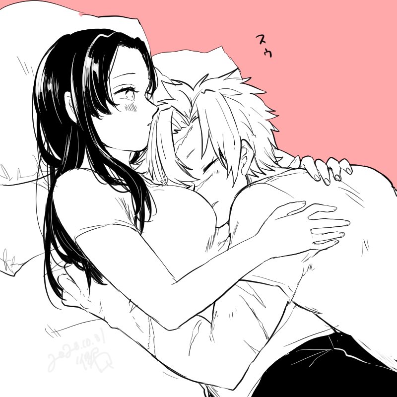 shinazugawa sanemi and kochou kanae (kimetsu no yaiba) drawn by misono_(msn_png)