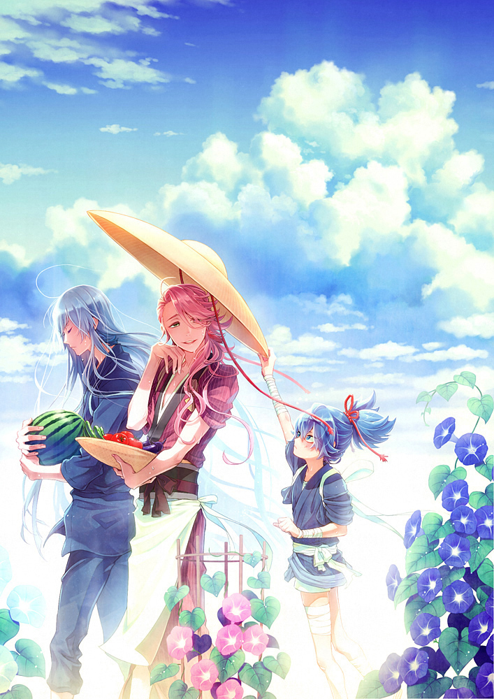 sayo samonji, souza samonji, and kousetsu samonji (touken ranbu) drawn by koyama_kariko