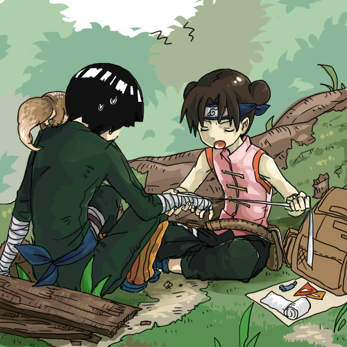 tenten and rock lee (naruto) drawn by miyano_a