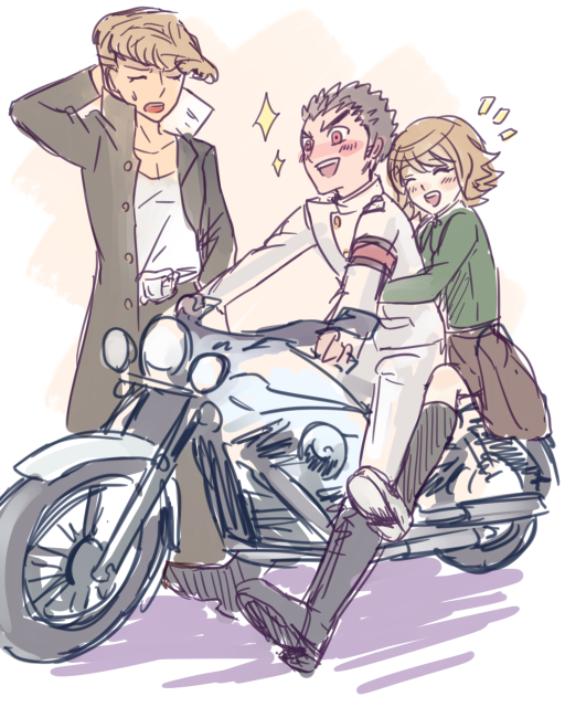 fujisaki chihiro, ishimaru kiyotaka, and owada mondo (danganronpa and 1 more) drawn by lotter75