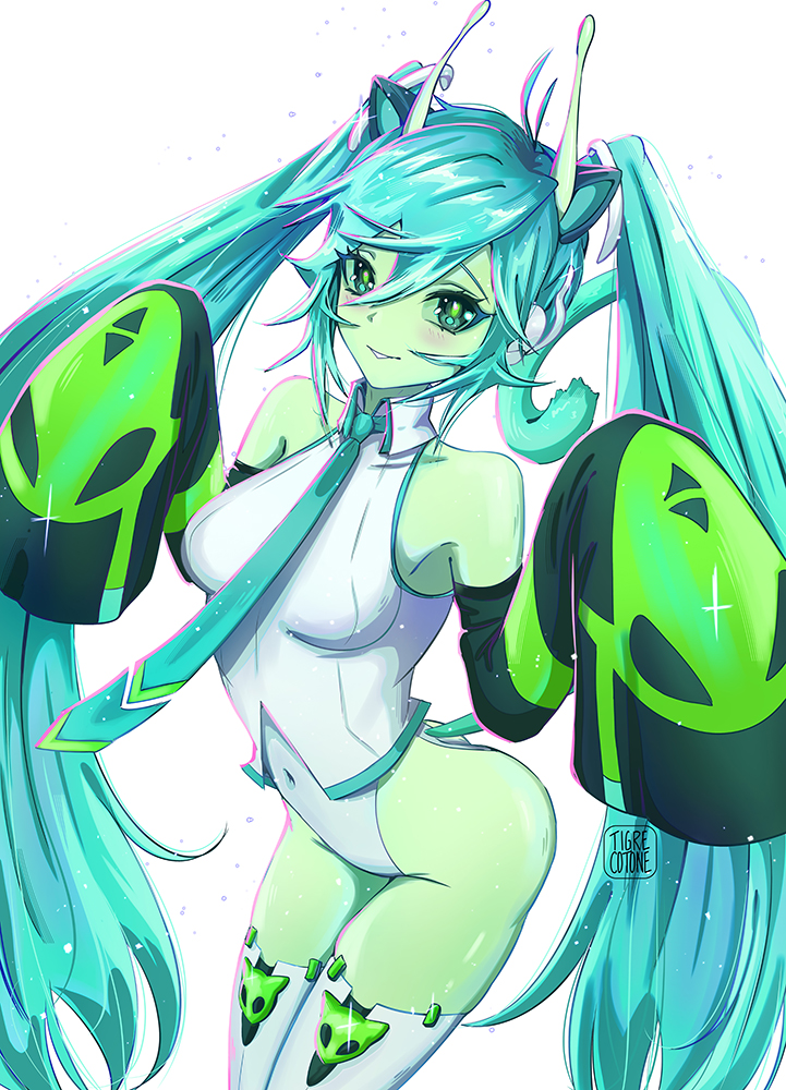 hatsune miku and glorpi miku (vocaloid) drawn by tigre_cotone