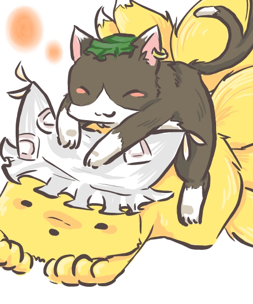 yakumo ran and chen (touhou) drawn by tsukune_(budodesu)