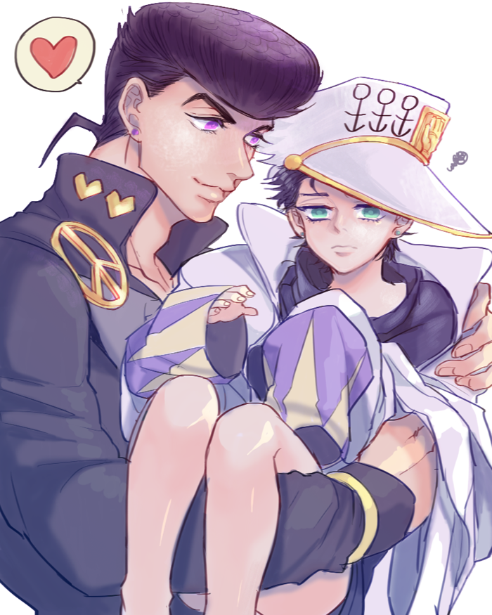 kujo jotaro and higashikata josuke (jojo no kimyou na bouken and 1 more) drawn by hahihu1782