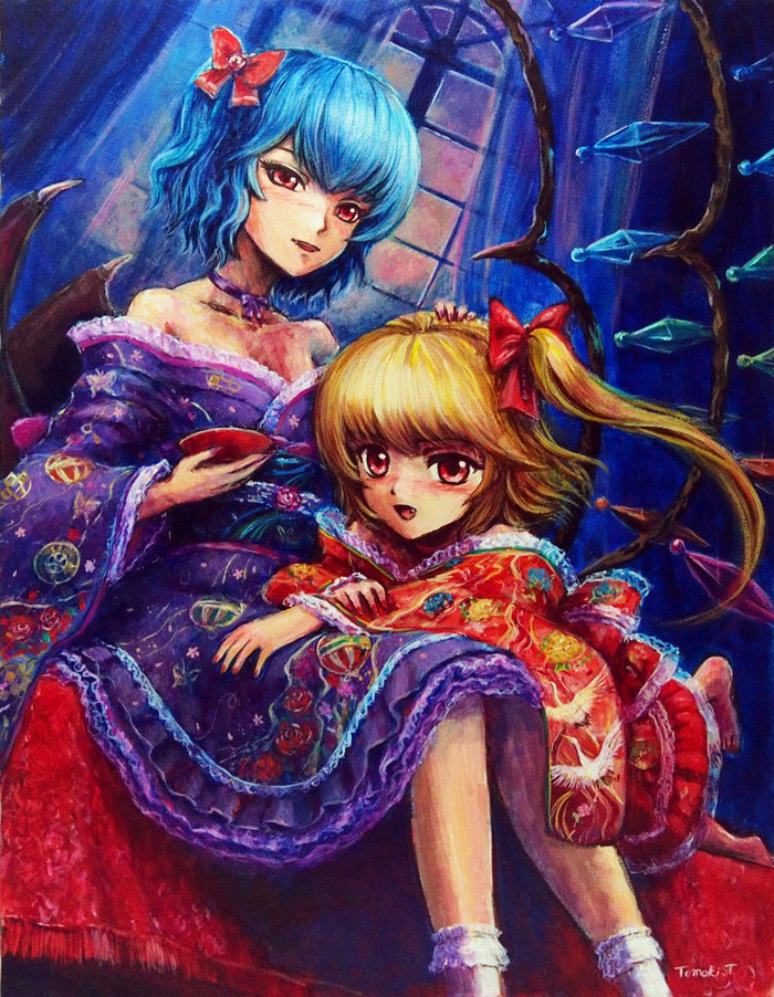 remilia scarlet and flandre scarlet (touhou) drawn by tafuto