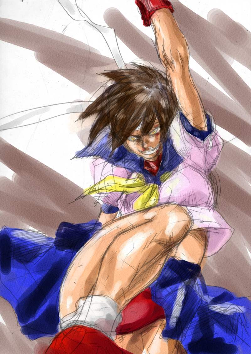 kasugano sakura (street fighter and 1 more) drawn by hey_(bluebell)