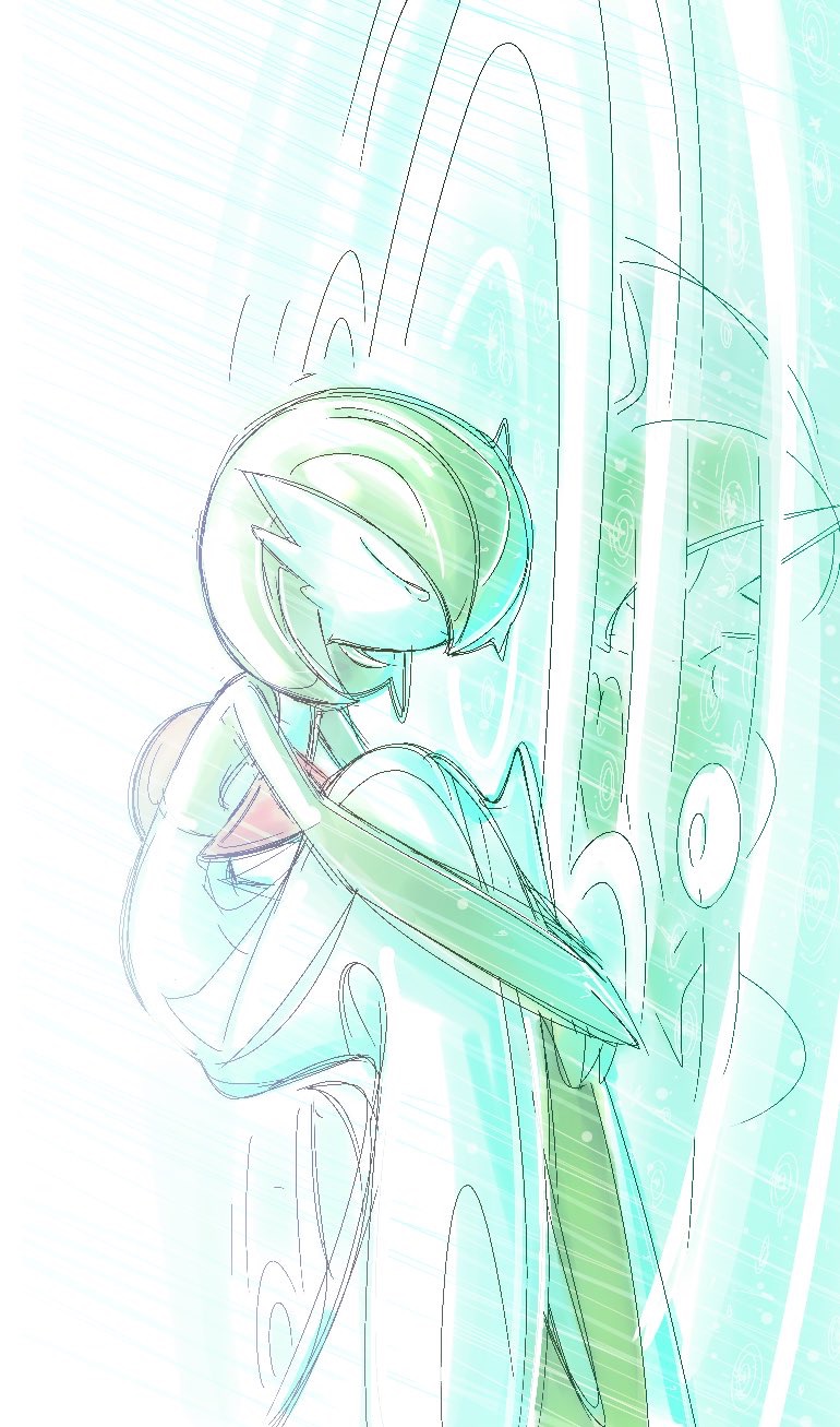 gardevoir and gallade (pokemon) drawn by ame_(metorui)