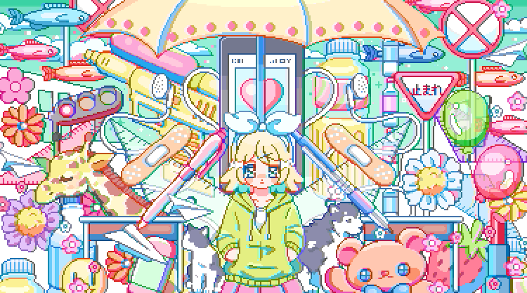kagamine rin (vocaloid and 1 more) drawn by ru_(toyhamu)