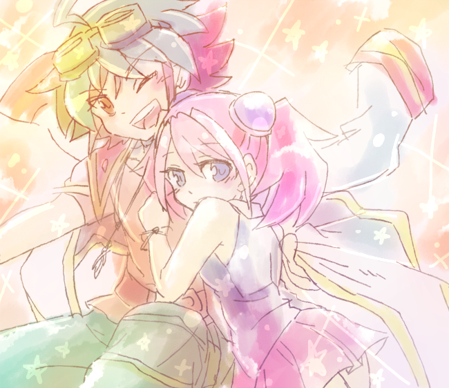 hiiragi yuzu and sakaki yuya (yu-gi-oh! and 1 more) drawn by mont_blanc_(monburan1011)