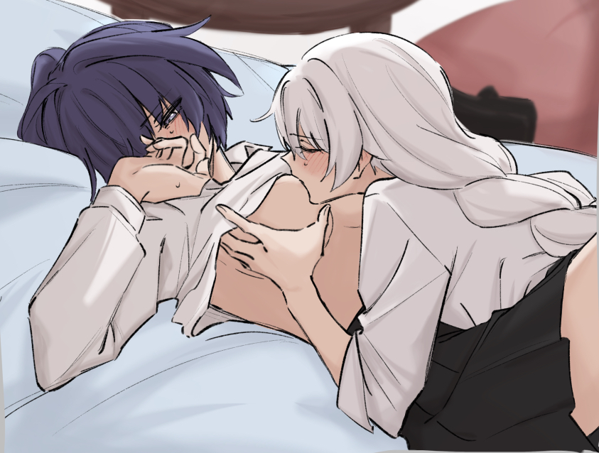 kiana kaslana and raiden mei (honkai and 1 more) drawn by syonosuke9573