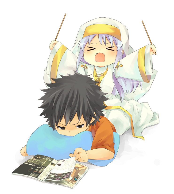kamijou touma and index (toaru majutsu no index) drawn by urakata_hajime