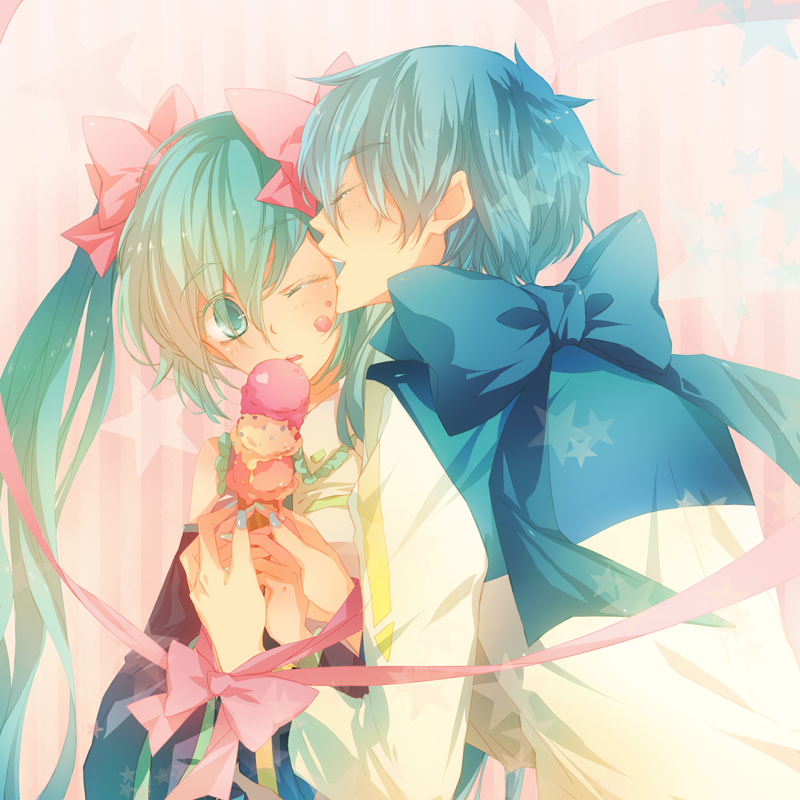 hatsune miku and kaito (vocaloid) drawn by tokiwa-hazy