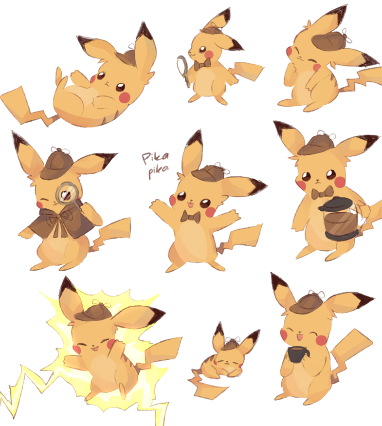 pikachu and detective pikachu (pokemon and 1 more) drawn by charamells