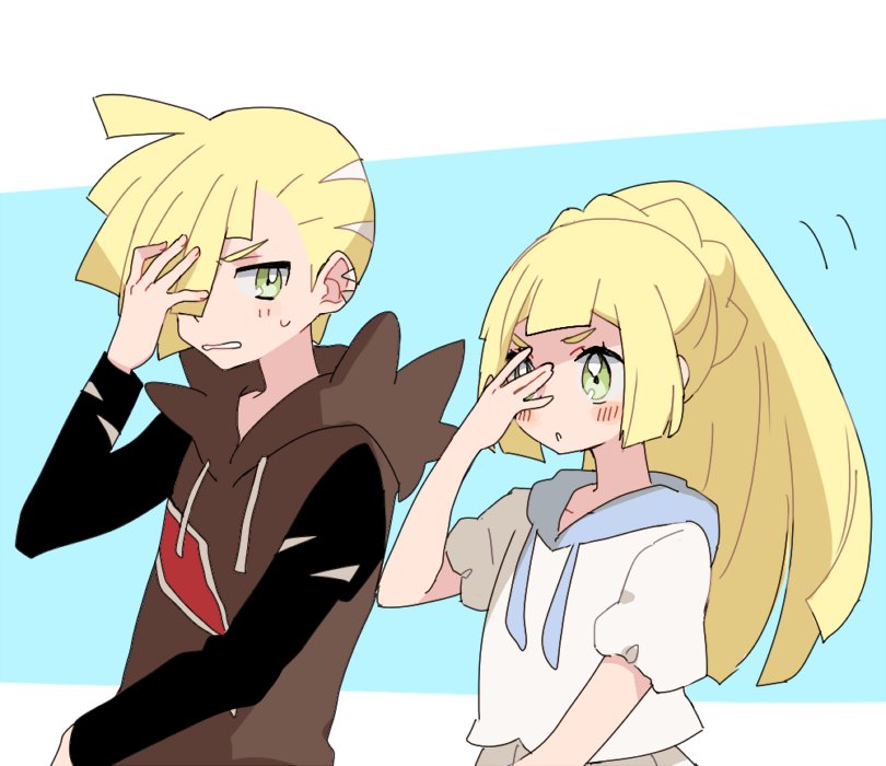 lillie and gladion (pokemon and 1 more) drawn by mrokr