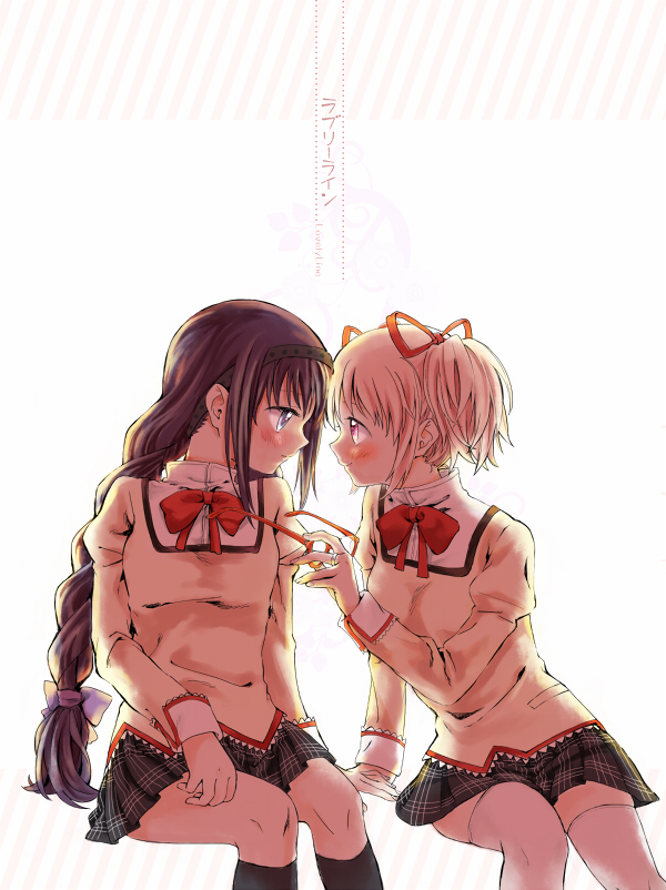 akemi homura and kaname madoka (mahou shoujo madoka magica) drawn by no+bi=