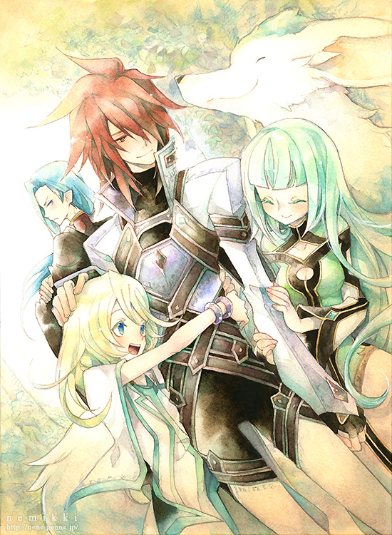 kratos aurion, mithos yggdrasill, noishe, martel, and yuan (tales of and 1 more) drawn by nesu_(nsm888)