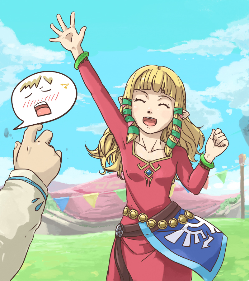 link and princess zelda (the legend of zelda and 1 more) drawn by myuutau_tadakichi
