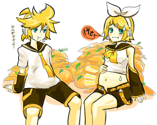 kagamine rin and kagamine len (vocaloid) drawn by belly_yanagi