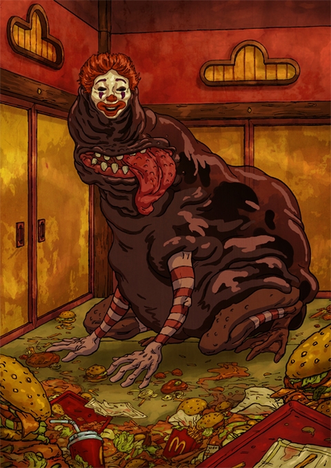 ronald mcdonald and kaonashi (mcdonald's and 1 more) drawn by olli_hihnala