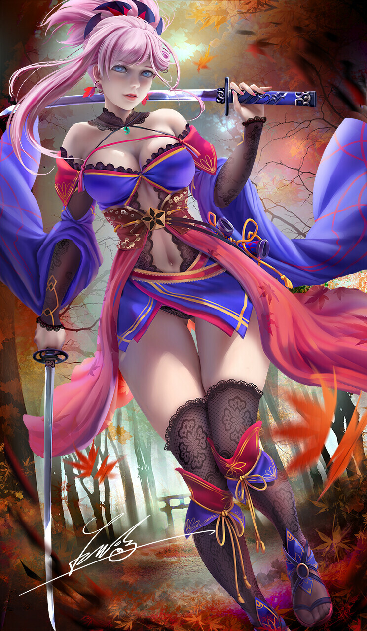 miyamoto musashi (fate and 1 more) drawn by peng_wang
