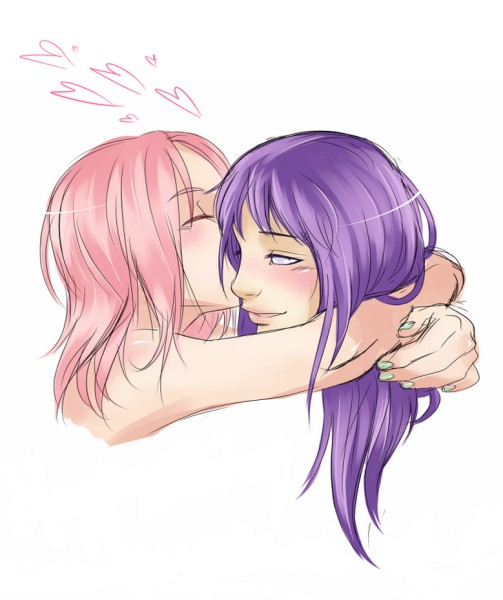 haruno sakura and hyuuga hinata (naruto) drawn by slj