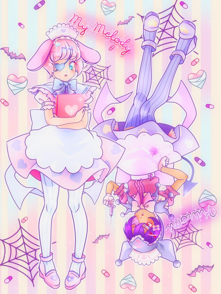 my melody and kuromi (sanrio and 1 more) drawn by chocofish