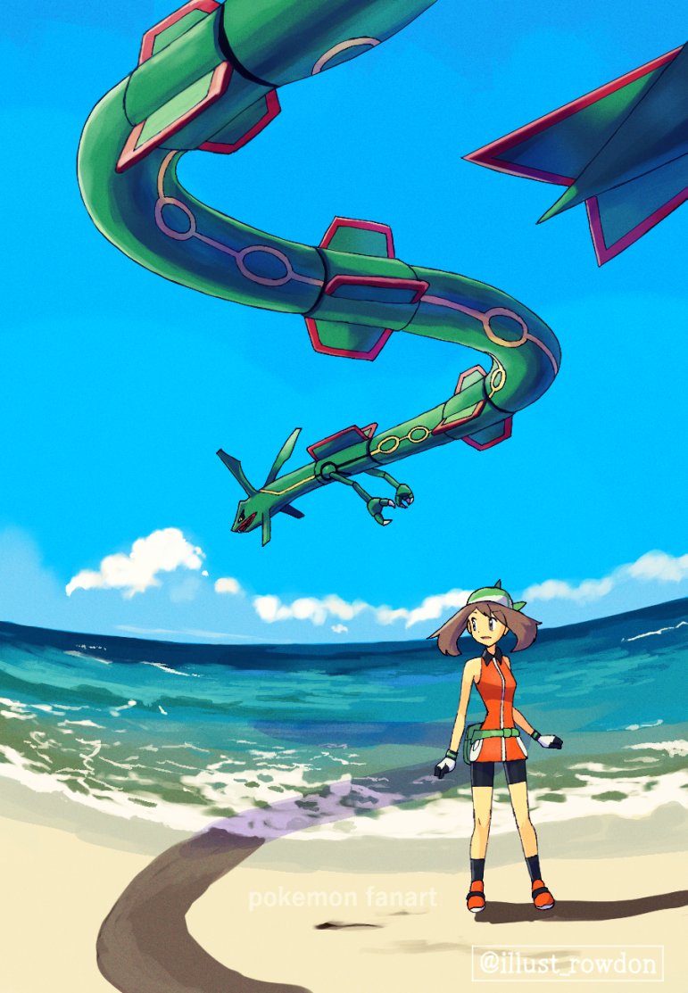 may and rayquaza (pokemon and 2 more) drawn by rowdon