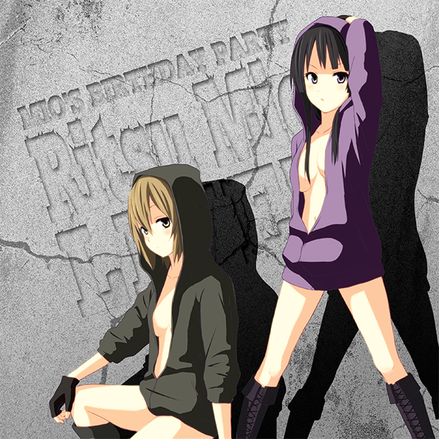 akiyama mio and tainaka ritsu (k-on!) drawn by zasshu_tamashii