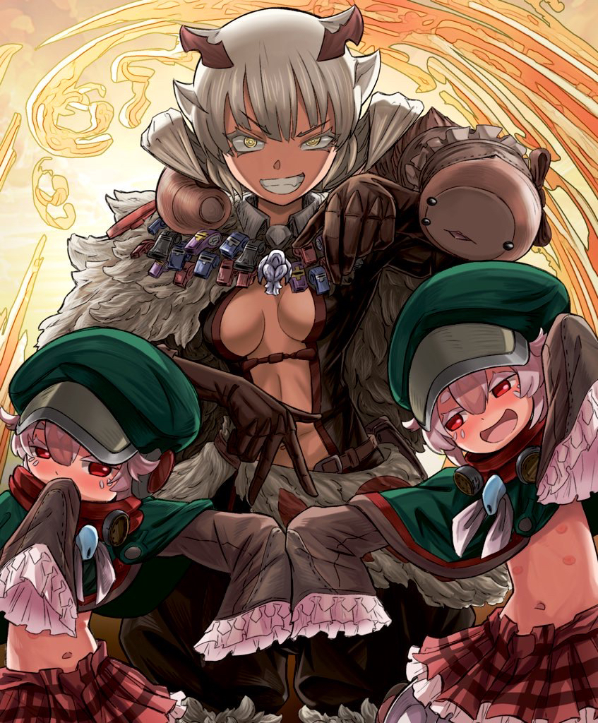 srajo, menae, sherumi, and frapam (made in abyss) drawn by guppi_(artist)