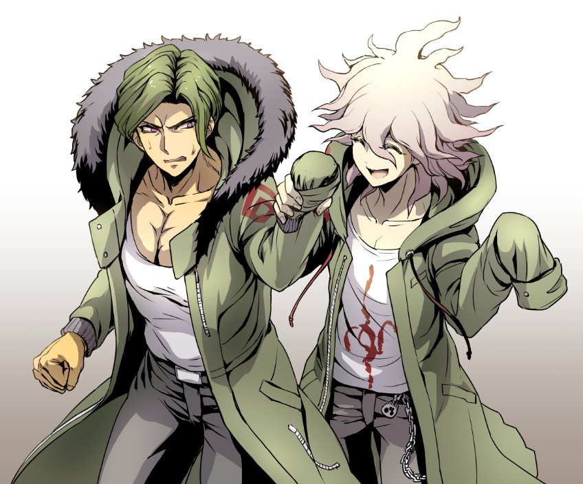 komaeda nagito and sakakura juuzou (danganronpa and 2 more) drawn by youko-shima