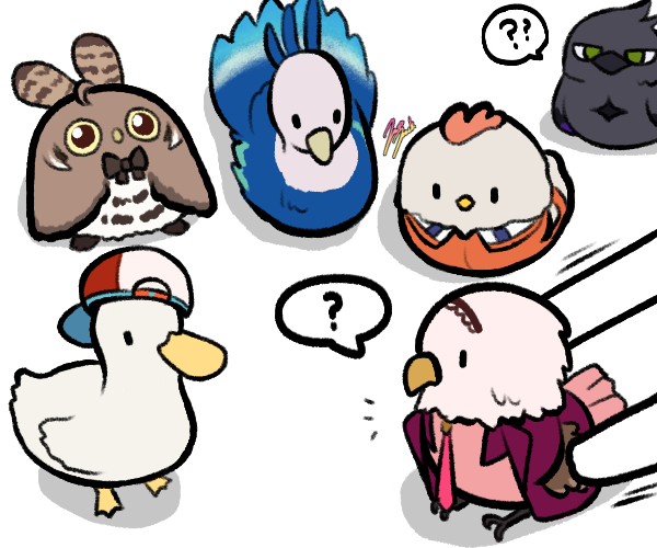 nanashi mumei, takanashi kiara, oozora subaru, takane lui, pavolia reine, and 2 more (hololive and 2 more) drawn by jazz_jack