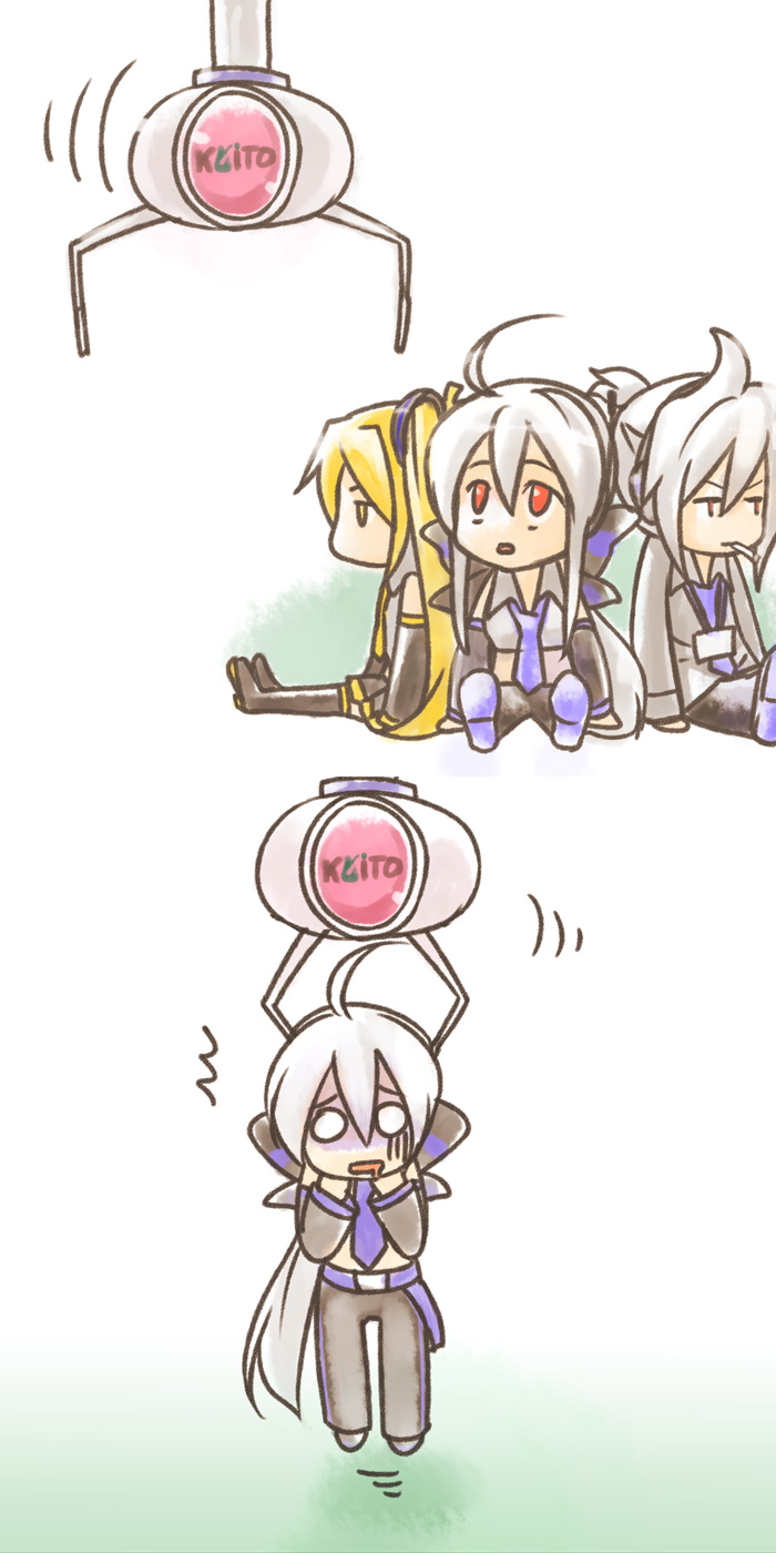 yowane haku, akita neru, and honne dell (vocaloid) drawn by caffein