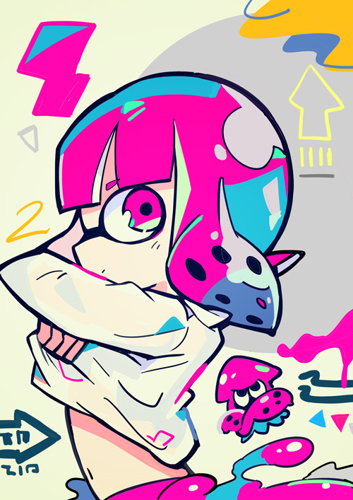 inkling player character and inkling girl (splatoon and 1 more) drawn by terada_tera