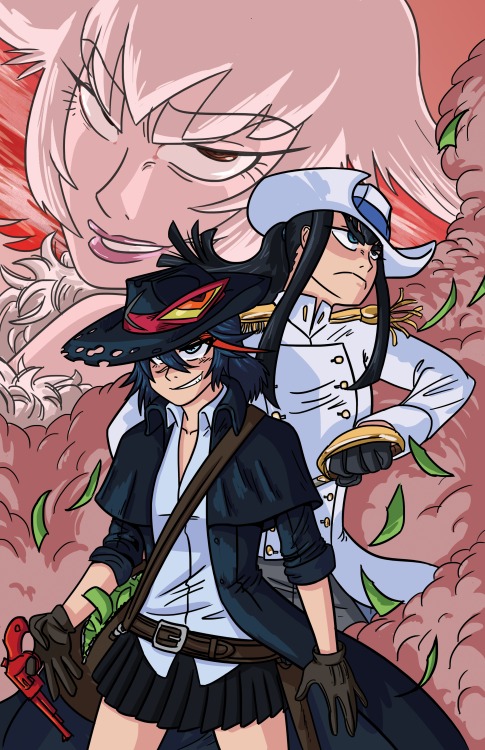 matoi ryuuko, senketsu, kiryuuin satsuki, junketsu, and kiryuuin ragyou (kill la kill) drawn by alchykiller