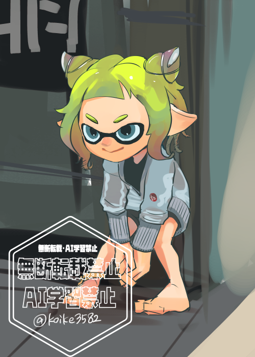 inkling player character and inkling girl (splatoon and 1 more) drawn by koike3582
