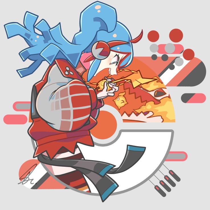 hatsune miku, skeledirge, fire bird, and fire miku (pokemon and 2 more) drawn by saihate_(d3)