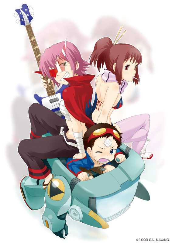 yoko littner, simon, kamina, haruhara haruko, samejima mamimi, and 2 more (tengen toppa gurren lagann and 1 more) drawn by nagian