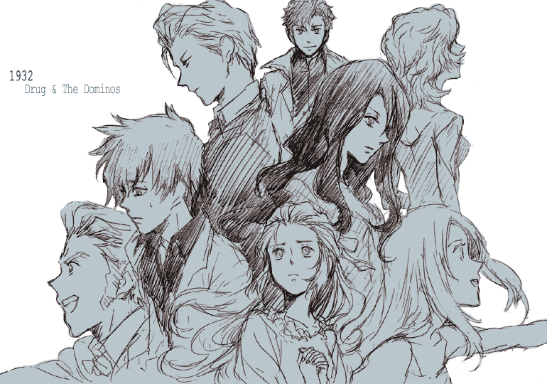 claire stanfield, miria harvent, isaac dian, eve genoard, luck gandor, and 3 more (baccano!)
