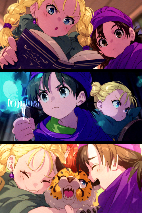 bianca, hero, and borongo (dragon quest and 1 more) drawn by echo_(circa)