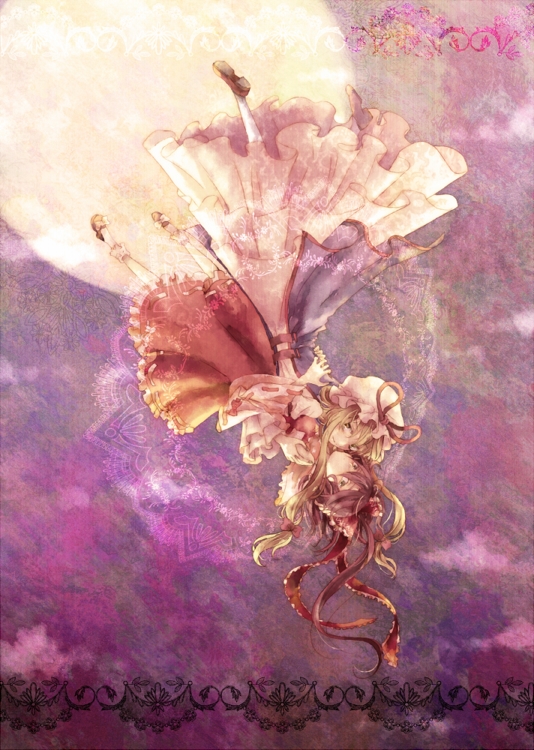 hakurei reimu and yakumo yukari (touhou) drawn by hidari_(coletica)
