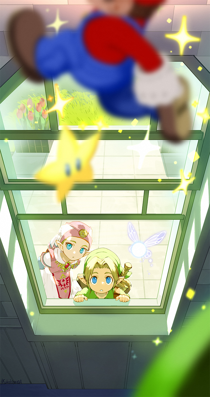 link, princess zelda, mario, young link, navi, and 1 more (the legend of zelda and 3 more) drawn by sukekiyo021