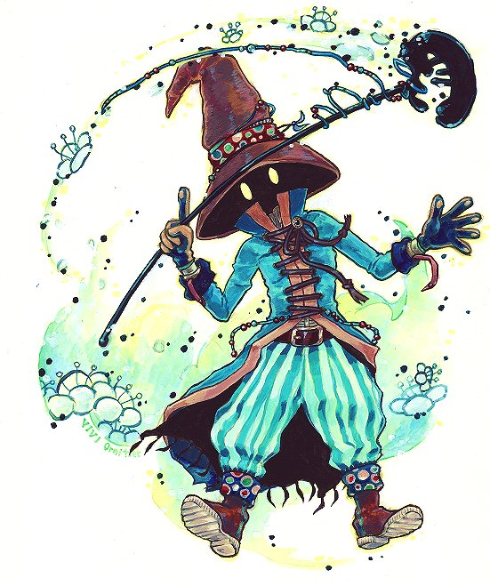 black mage and vivi ornitier (final fantasy and 1 more) drawn by maggie_(spaghetti_shoukougun)