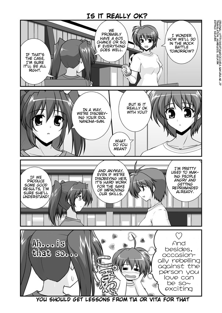subaru nakajima and teana lanster (lyrical nanoha and 1 more) drawn by mikage_takashi