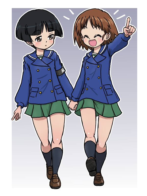 sakaguchi karina and konparu nozomi (girls und panzer) drawn by takahashi_kurage