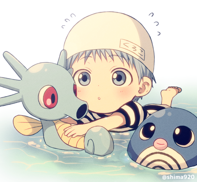 kuroko tetsuya, poliwag, and horsea (pokemon and 1 more) drawn by mashima_shima