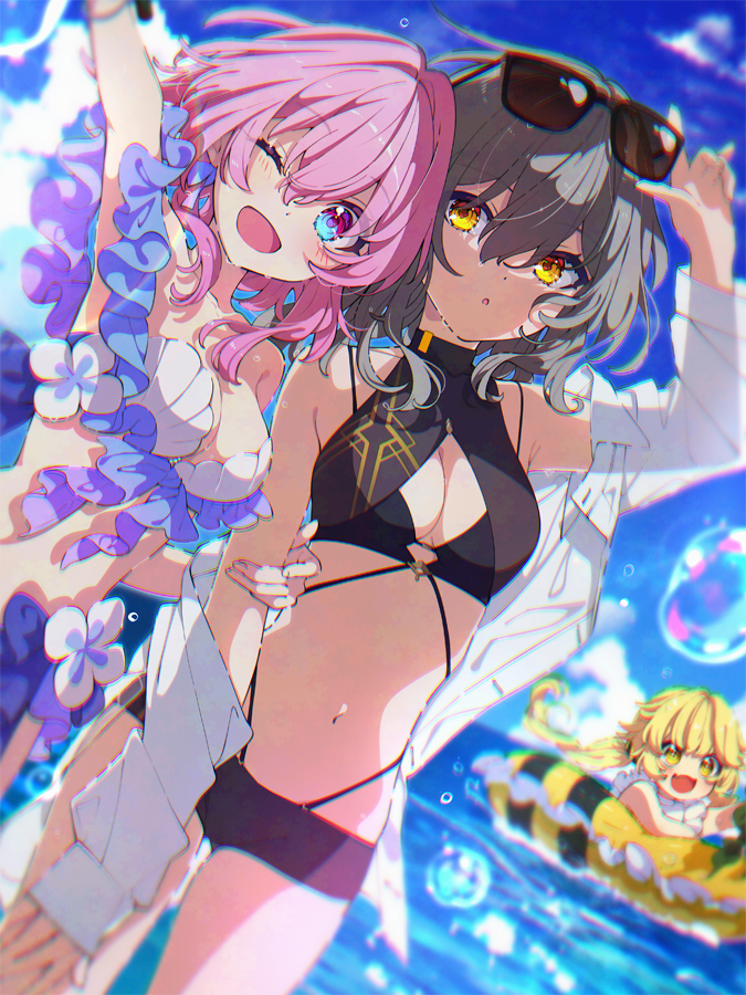 trailblazer, stelle, march 7th, and hook (honkai and 1 more) drawn by mamyouda