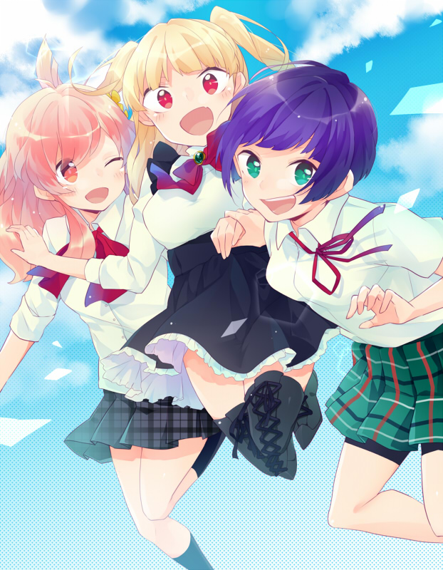 uesugi u. kyouko, araki rena, and nishizono honoka (tokyo 7th sisters) drawn by asari_toko
