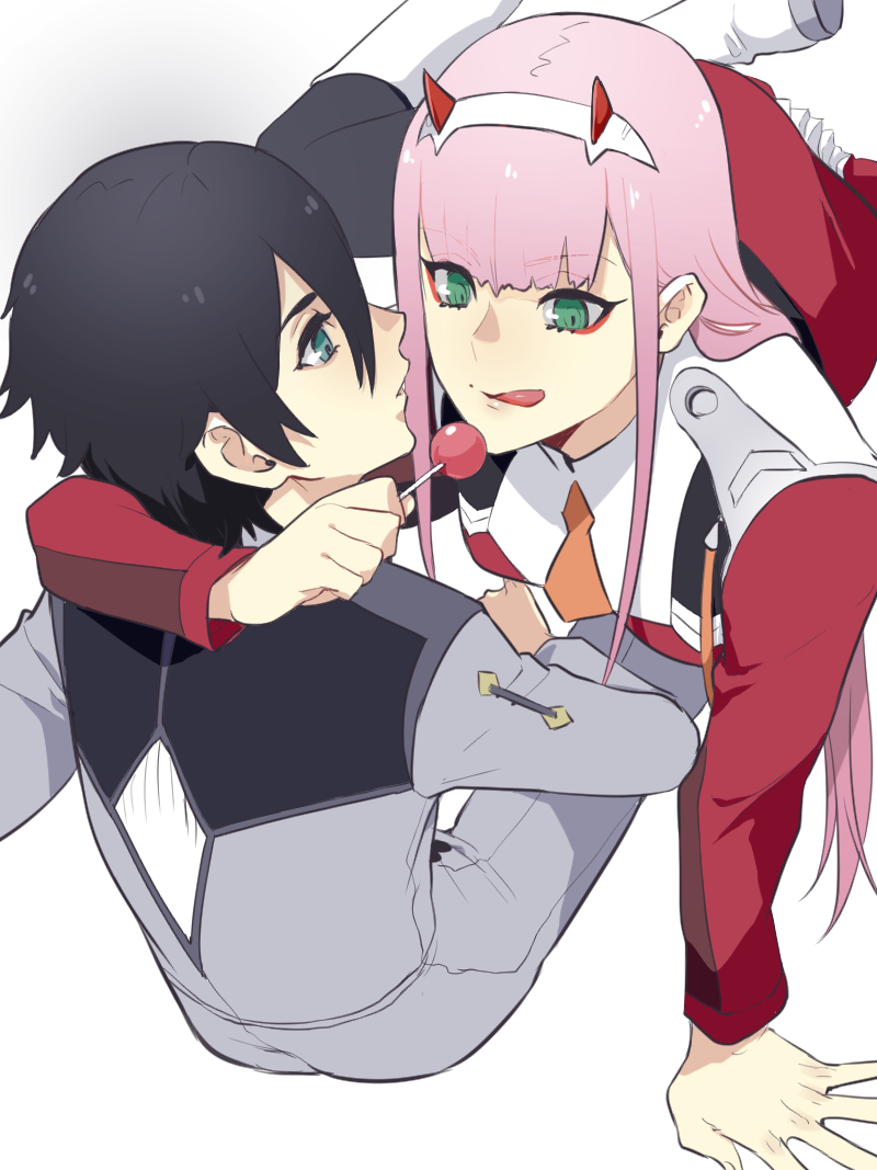 zero two and hiro (darling in the franxx) drawn by zuwai_kani